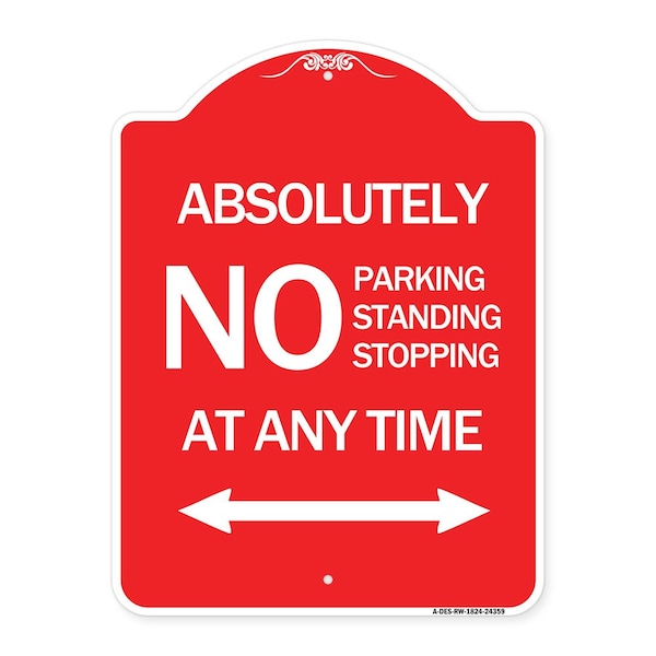 Absolutely No Parking Standing or Stopping at Anytime with Bidirectional Arrow, A-DES-RW-1824-24359